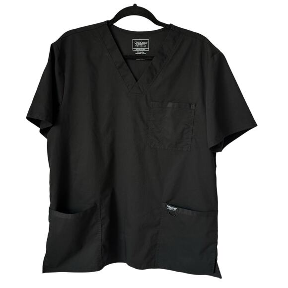 Cherokee Large Black Scrub Top Medical Hospital Lab Uniform Stretch Shirt WW670 - Picture 13 of 13
